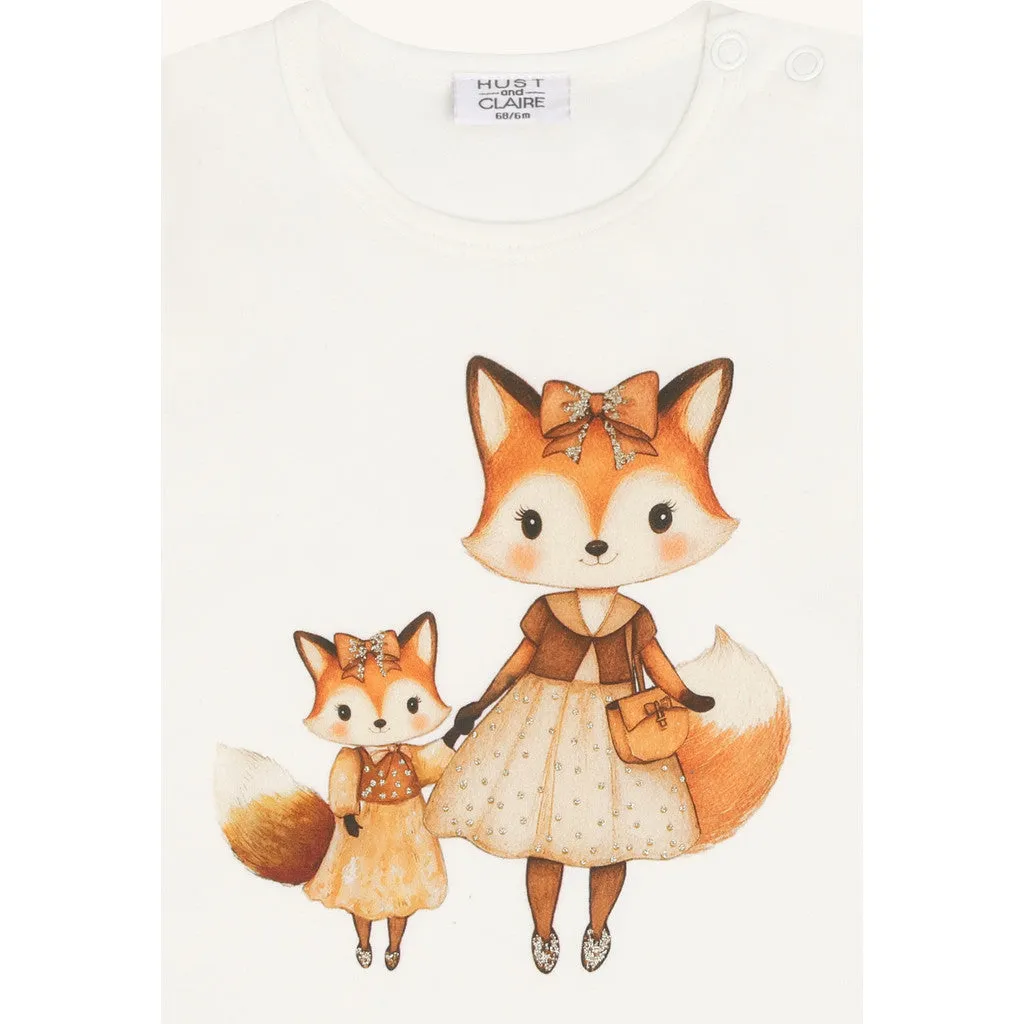 Hust & Claire Alma Fox langærmet t-shirt ivory glimmer