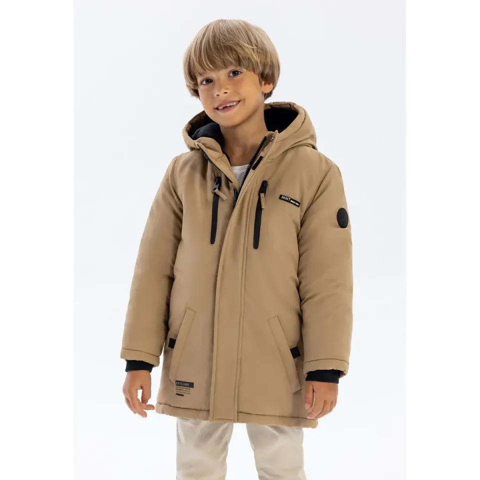 Minoti 41083 parka teddyfutter beige til drenge