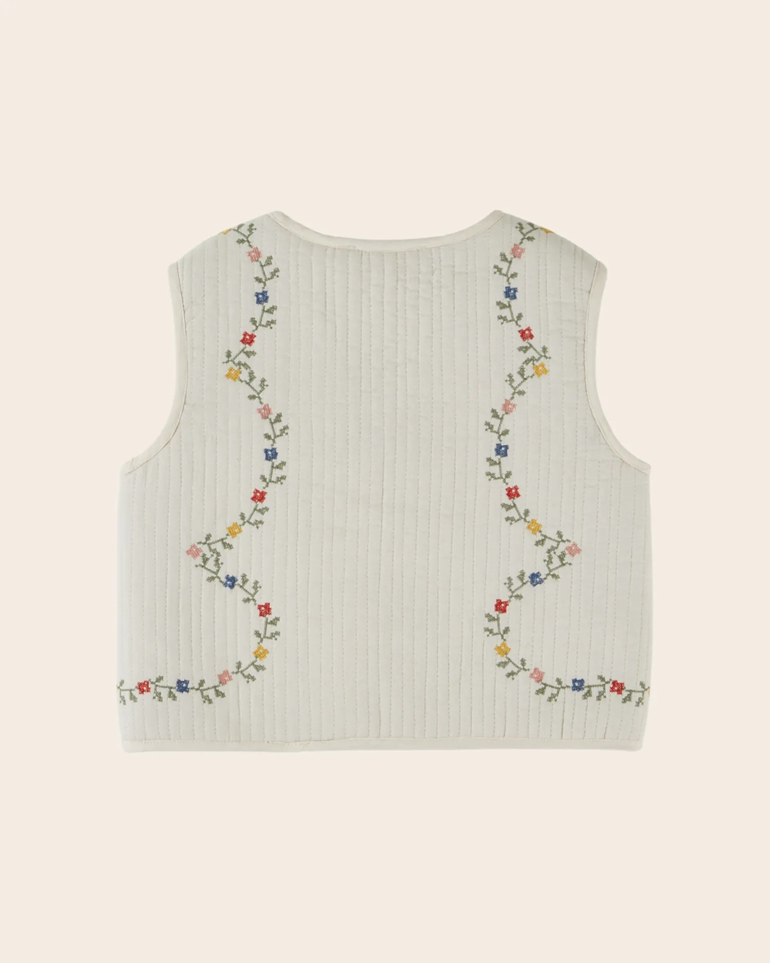 Emile et Ida Ecru vest creme quiltet pelsfoer