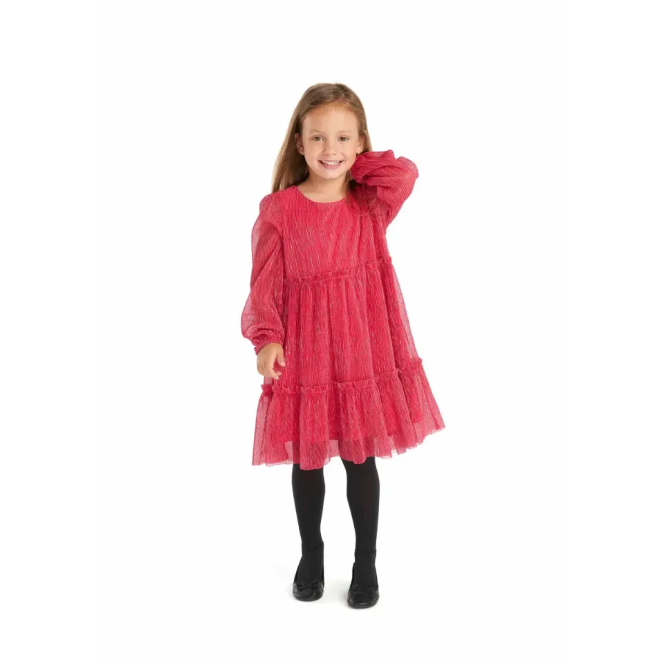 Minoti 39779 festkjole rosa chiffon ballonærme