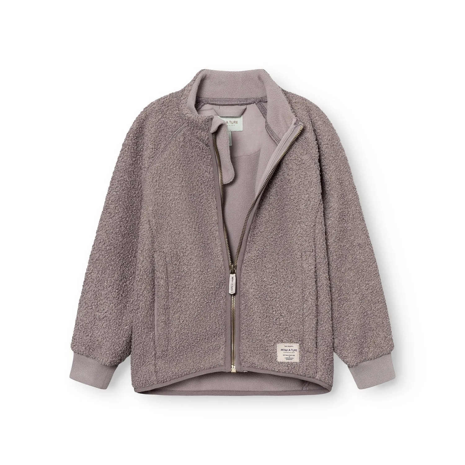 MINI A TURE Cedric teddyfleece jakke Grey Brown varm