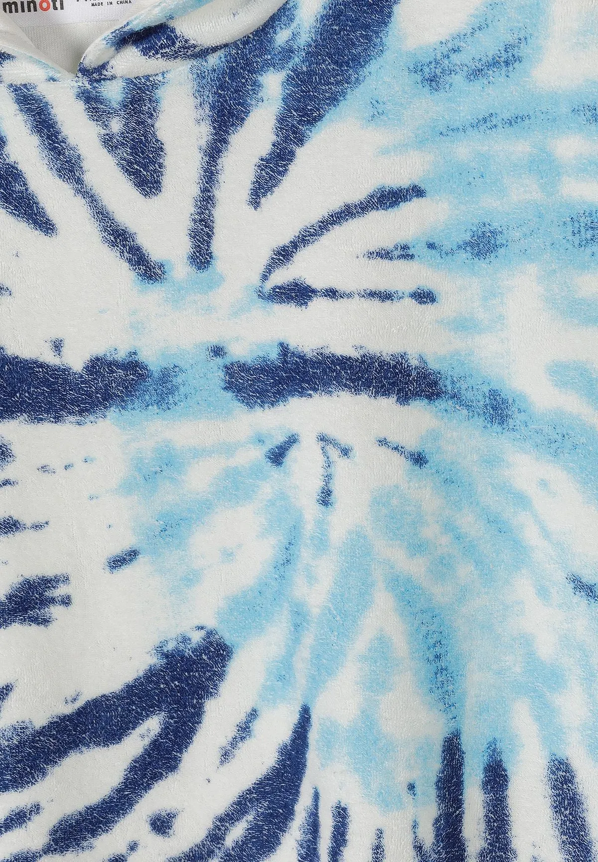 Minoti 44524 strandponcho blå batik bomuldsfrotte