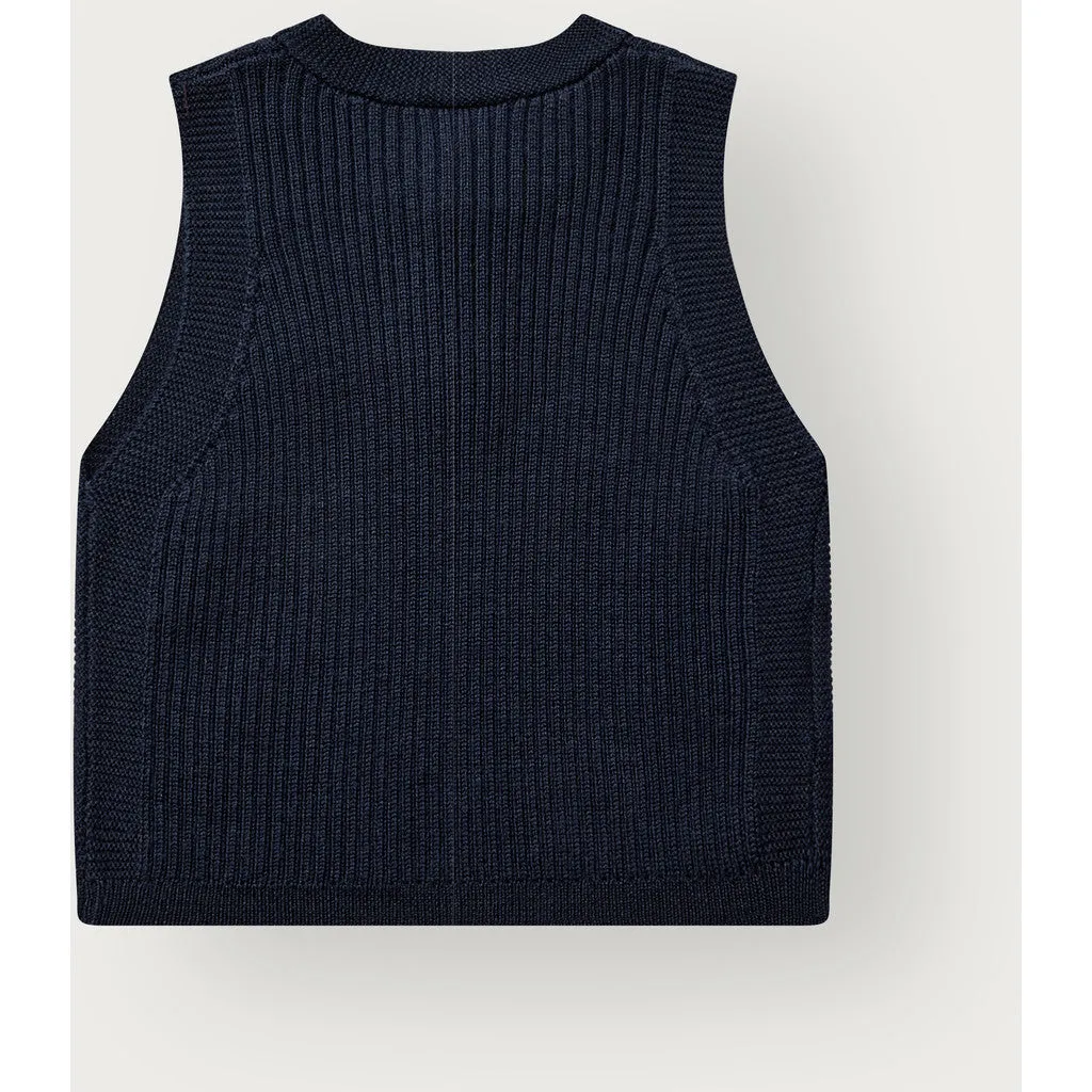 Hust & Claire Edi Wool Rib Knit vest Blues uld