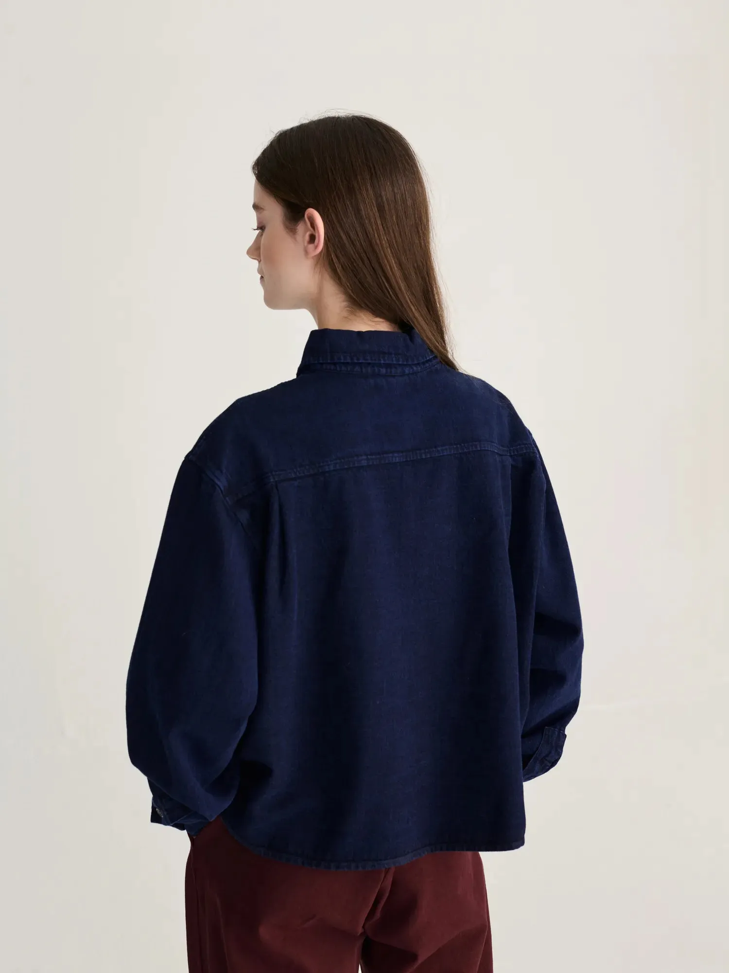Bobo Choses Big corduroy pockets light denim skjorte lyseblå bomuld