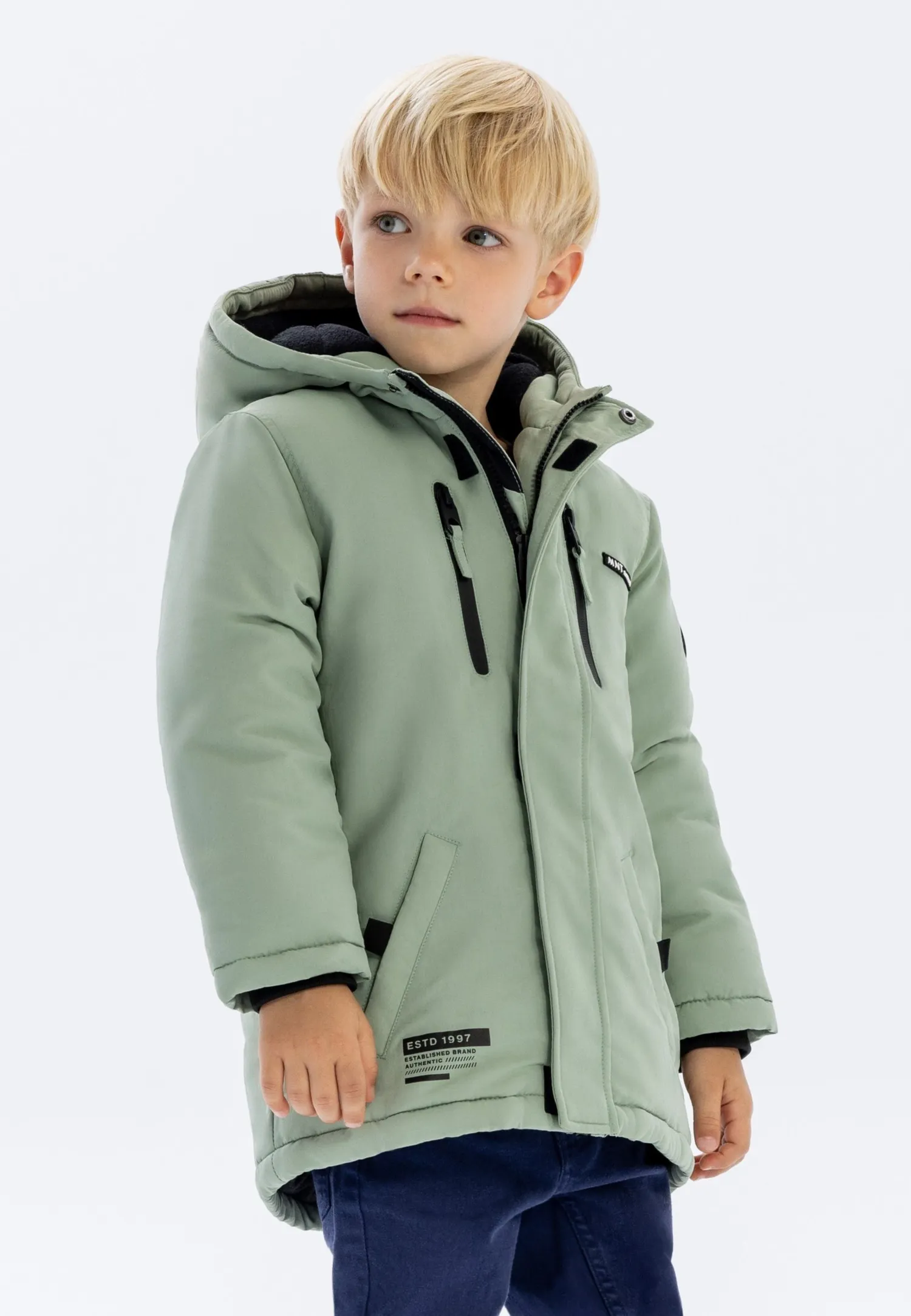 Minoti 41083 parka grå hætte til drenge