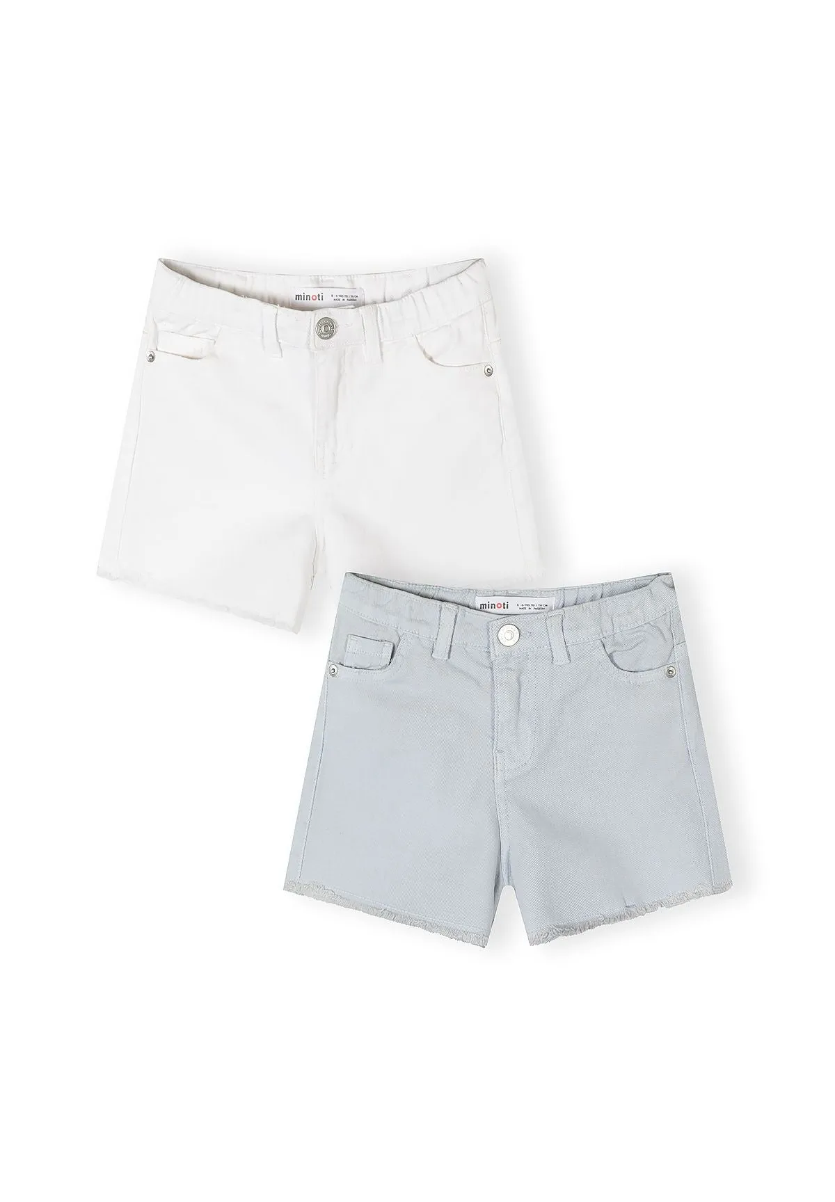 Minoti 44924 shorts 2-pak hvid lyseblå piger