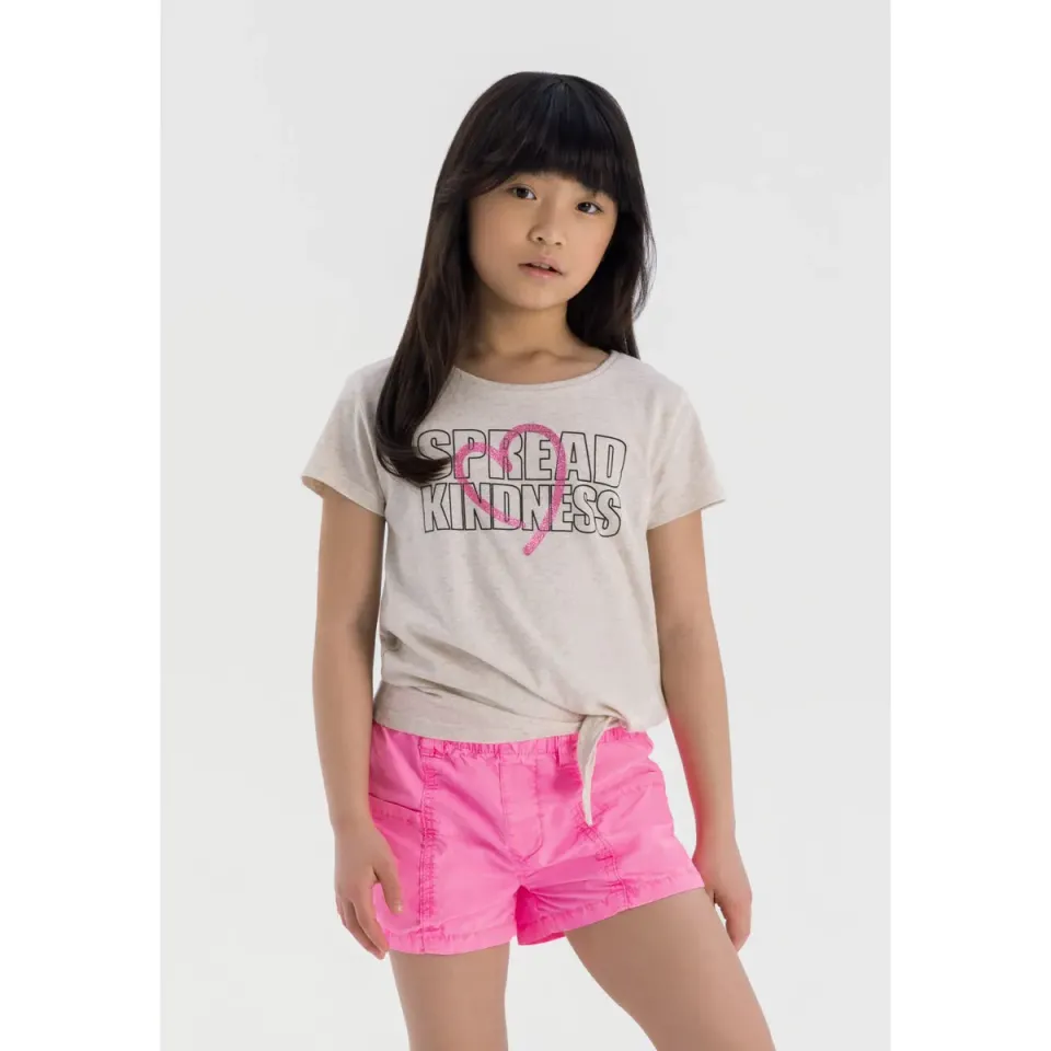 Minoti 38604 t-shirt beige knude til piger