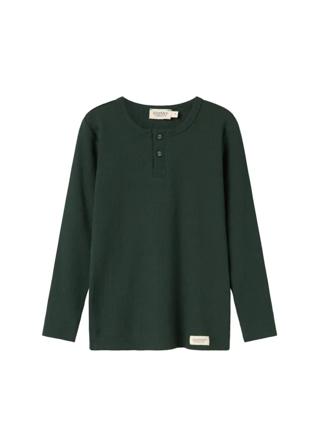 MarMar Tee LS t-shirt Dark Leaf langærmet rib