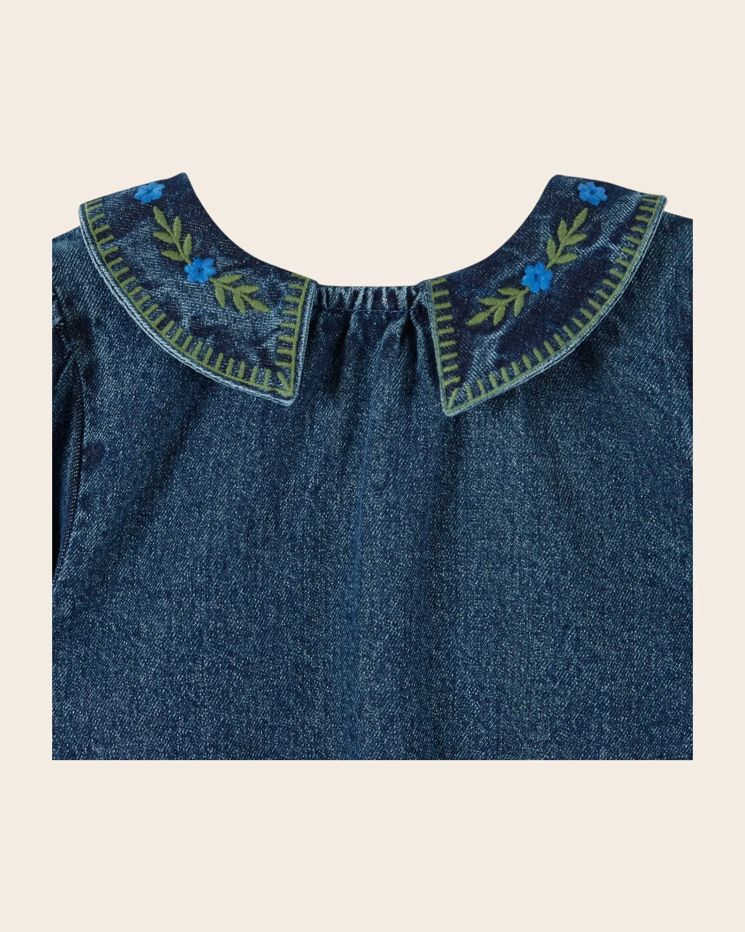 Emile et Ida Denim kjole blå broderet