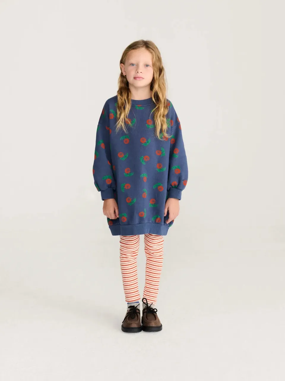Bobo Choses Stamp Bloom sweatshirt kjole navy 2-13 år
