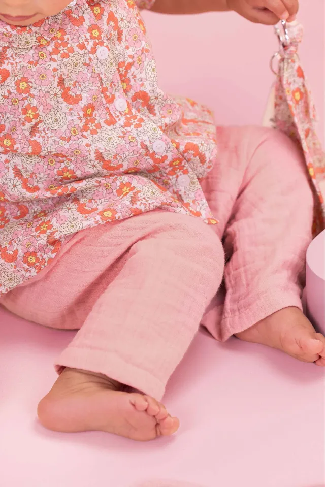 Bonton Laos rosa bukser i bomuldsgaze baby