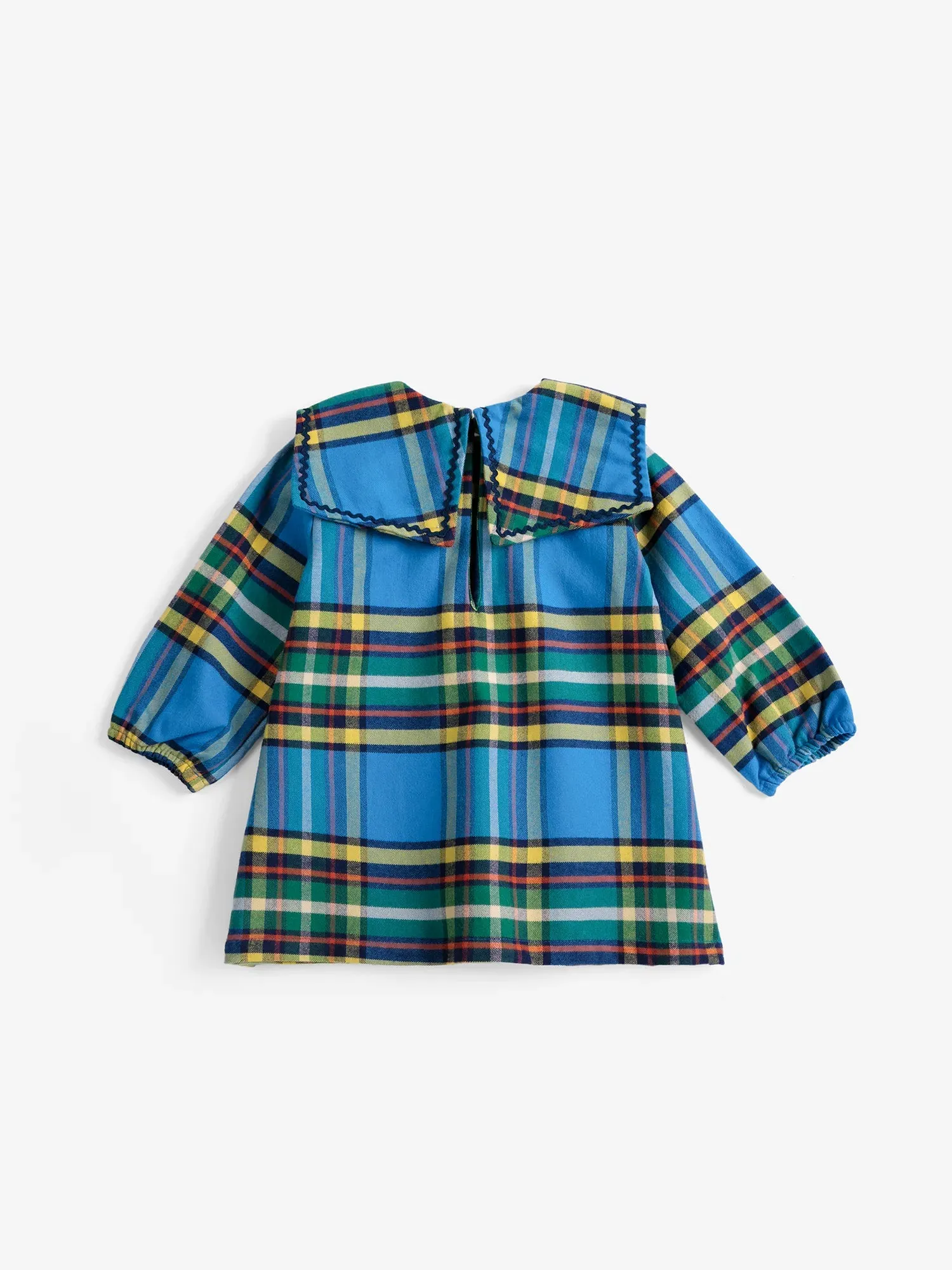 Bobo Choses All About Monsters Plaid kjole blå 12M bomuld