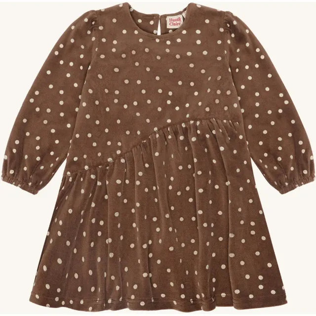 Hust & Claire Donna Dot kjole soil hjerteprint bomuld