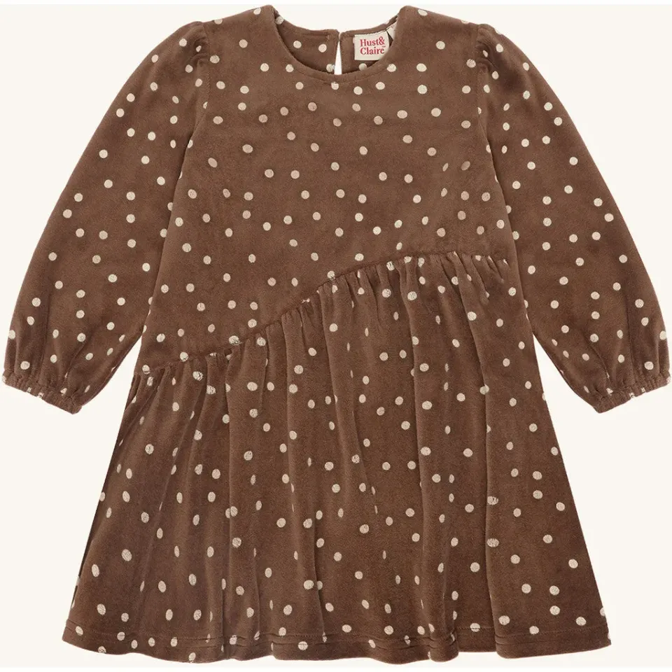 Hust & Claire Donna Dot kjole soil hjerteprint bomuld