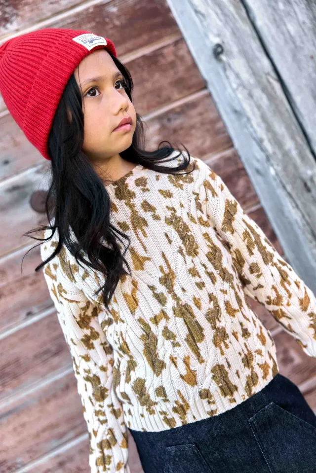 Bonton Misty Cow striktrøje beige ko-plet