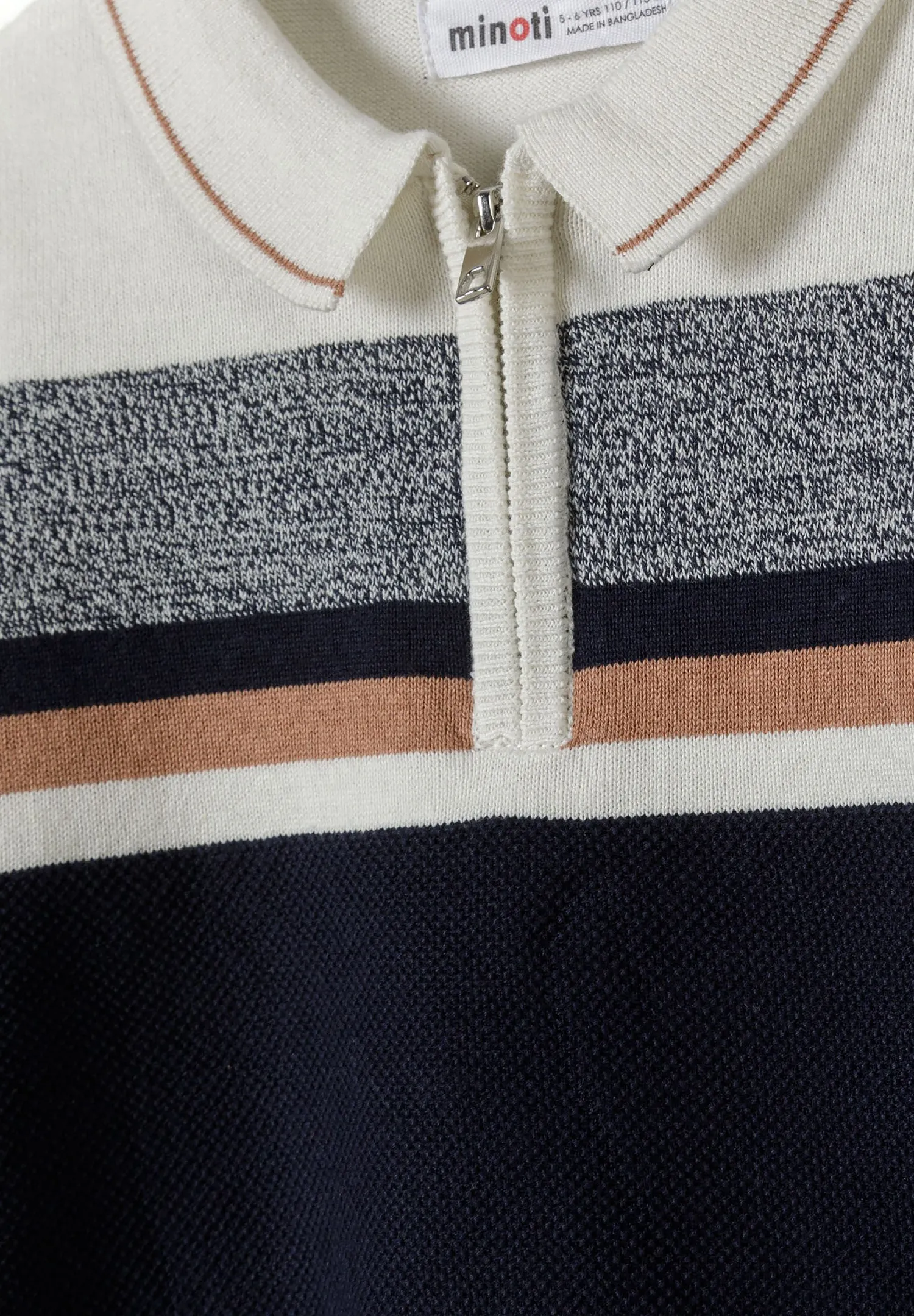 Minoti stribet pullover til drenge creme bomuld