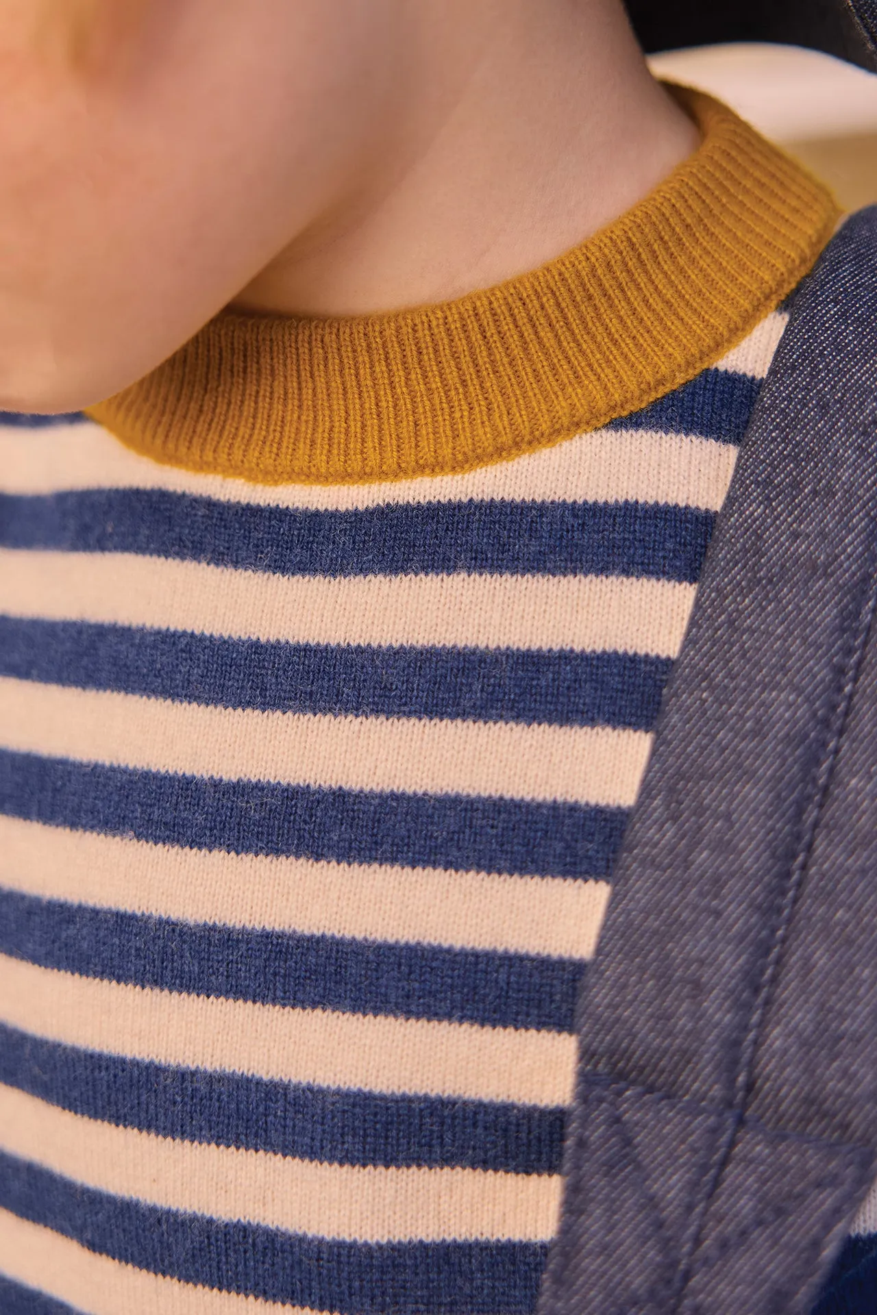 Bonton Pepito Blue strik stribet bomuld cashmere 4A