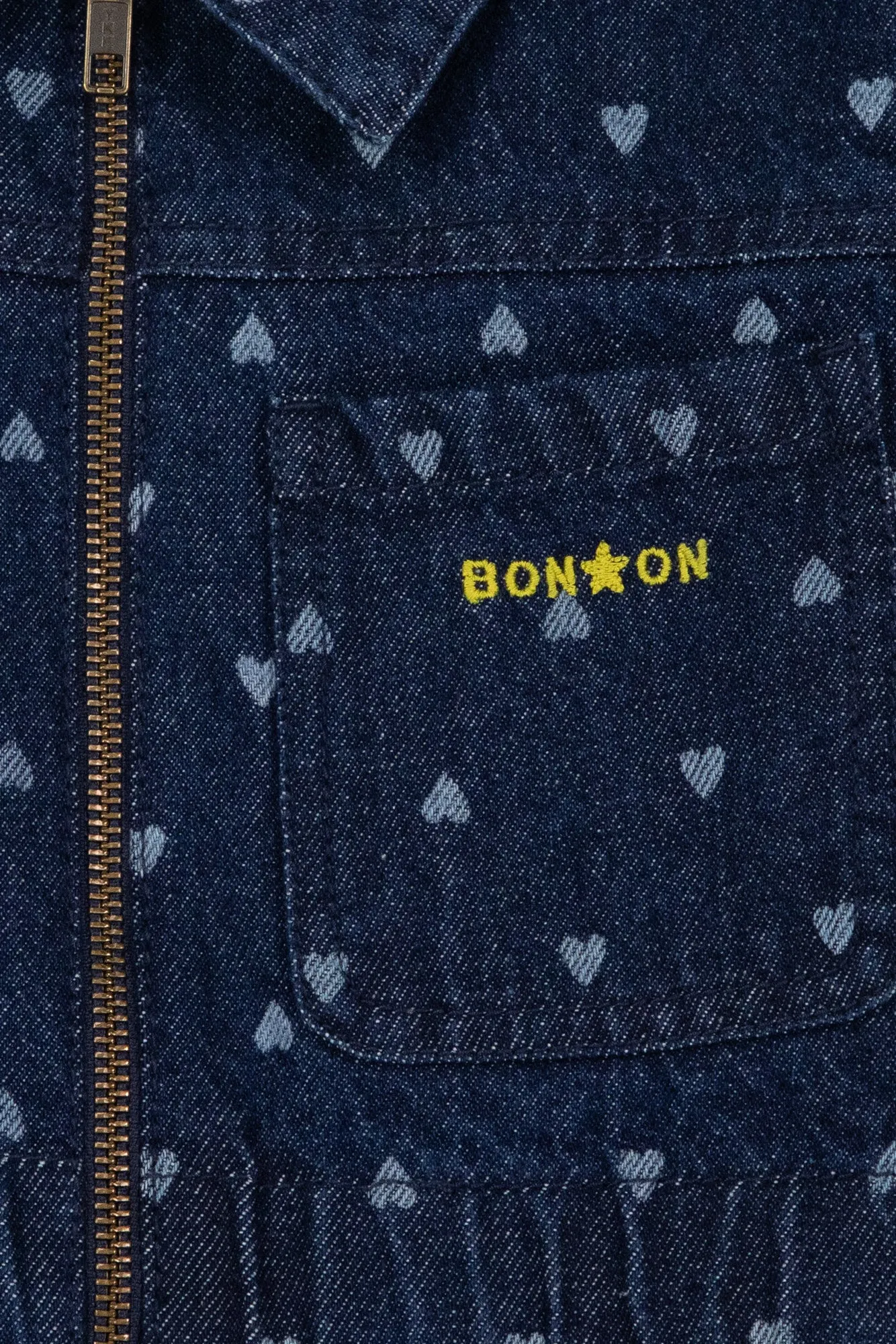 Bonton Pompom Denim Cœur buksedragt hjerter
