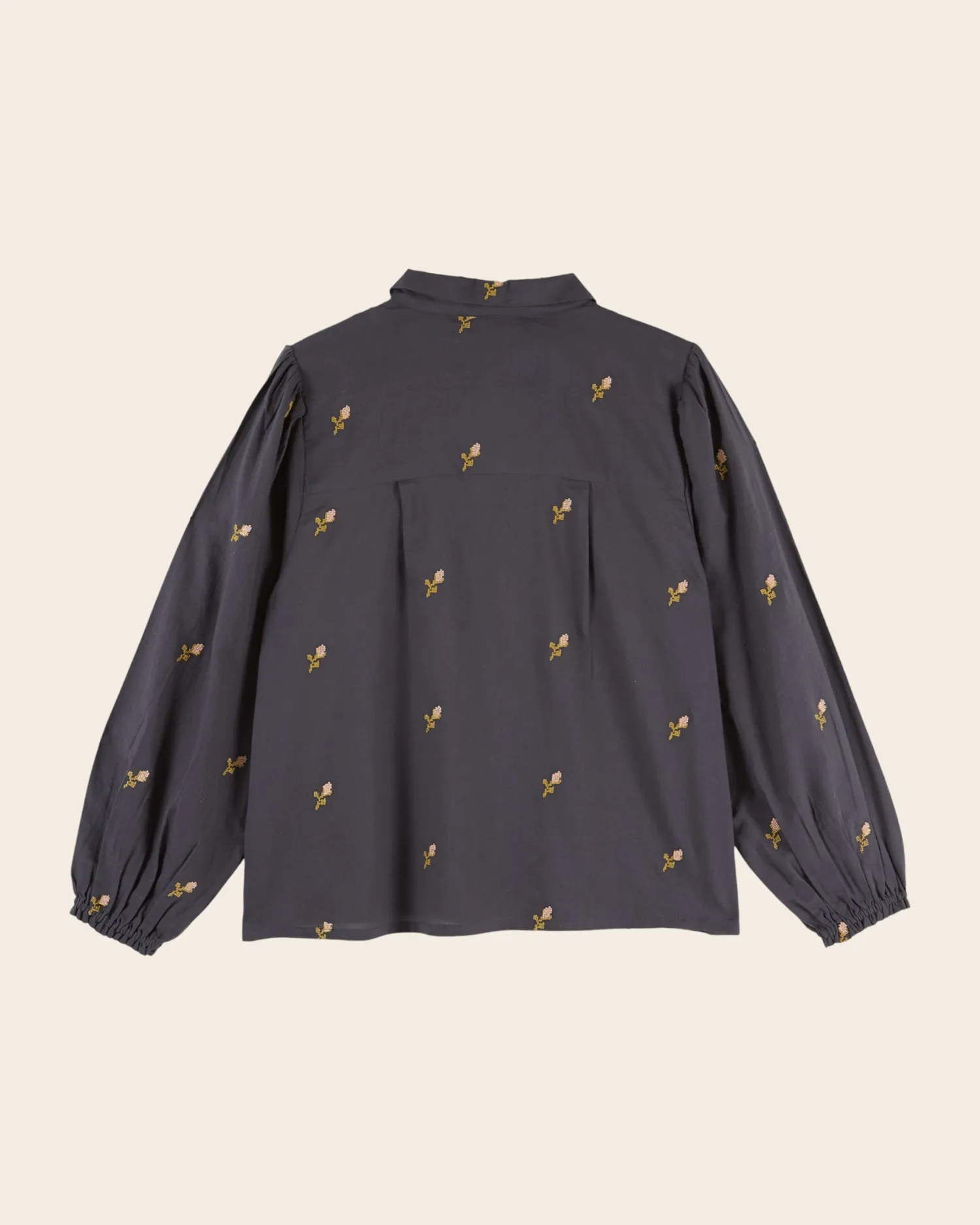 Emile et Ida Ecalypso bluse anthracite broderet roser