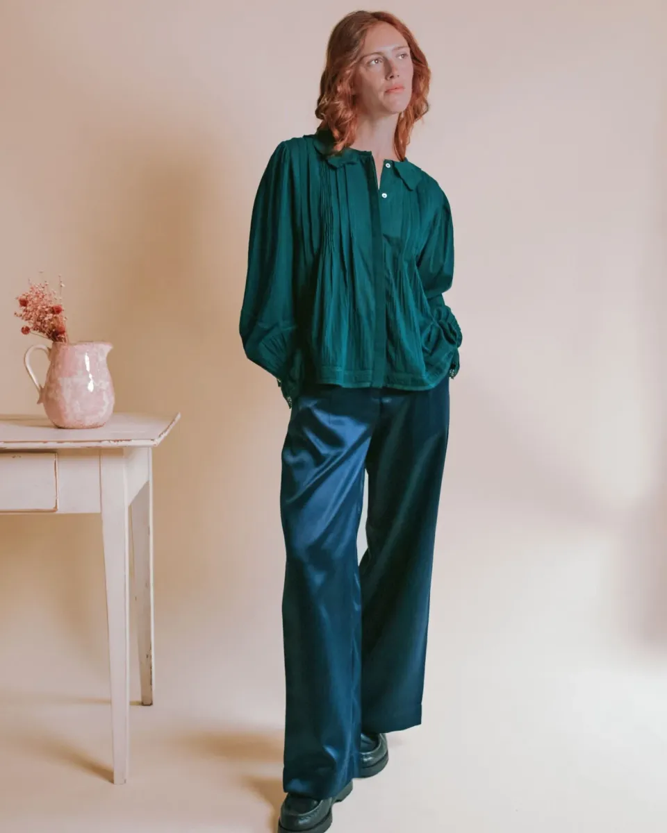 Emile et Ida Elisabeth bluse skovgrøn bomuld