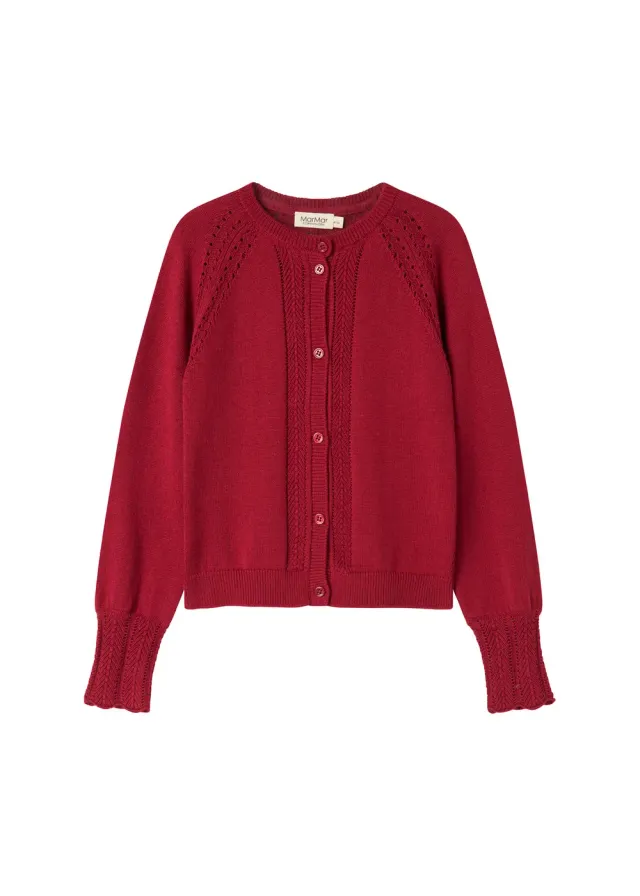 MarMar Copenhagen Tillie Strikcardigan Hibiscus Red hulmønster