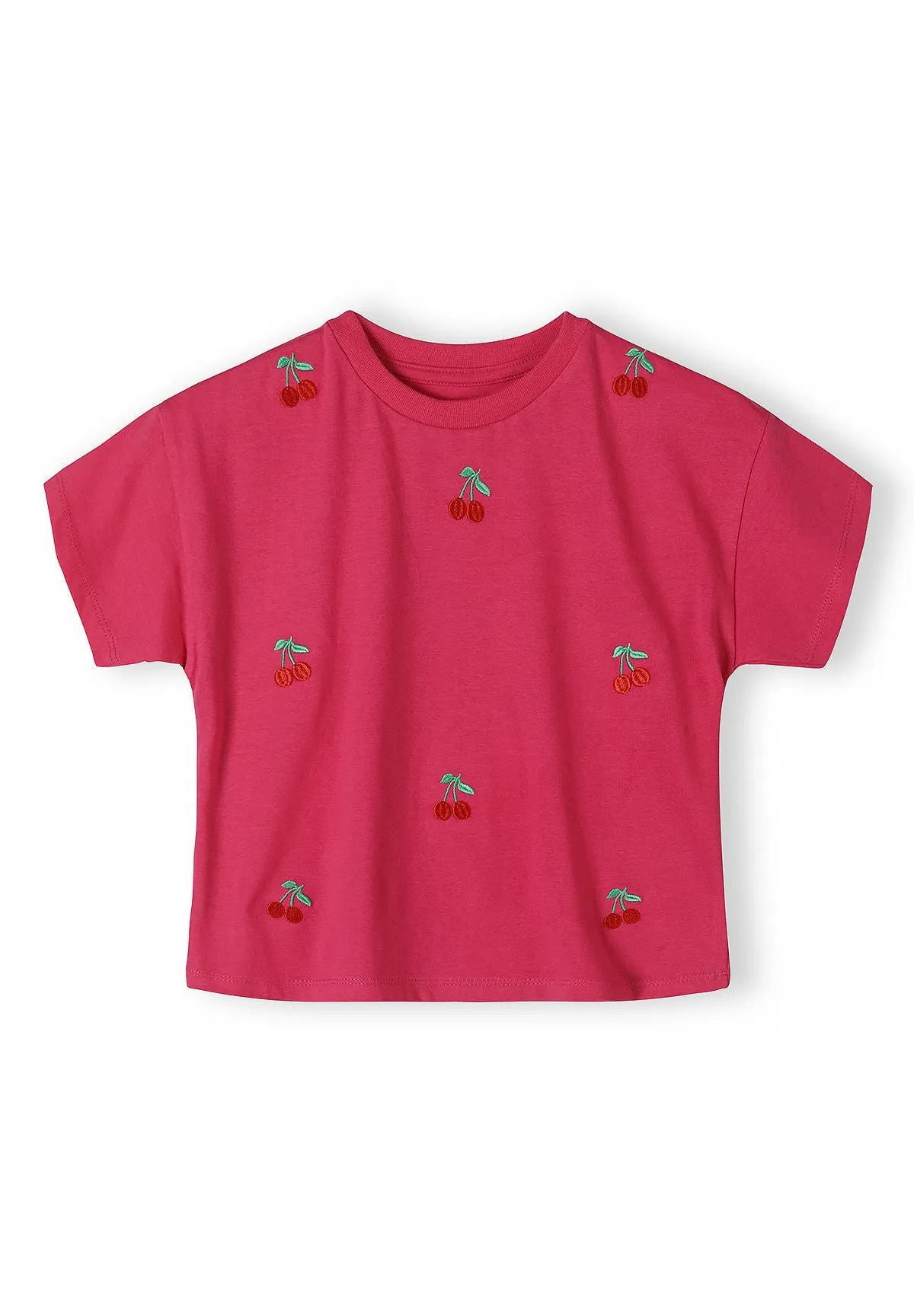 Minoti 44678 t-shirt til piger rosa kirsebær bomuld