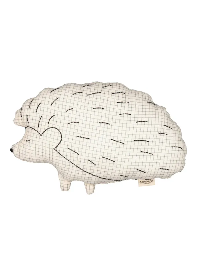 MarMar Cushion Hedgehog pude Deep Lake Check bomuld