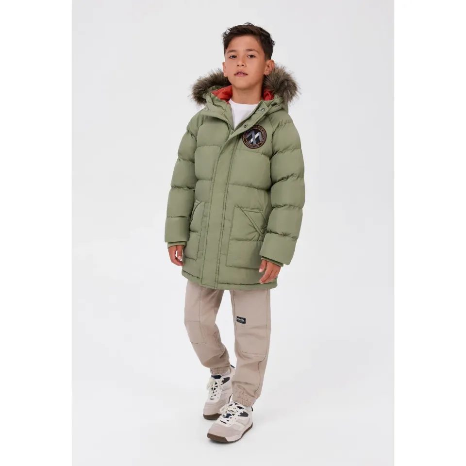 Minoti 45222 parka oliven aftagelig pels drenge