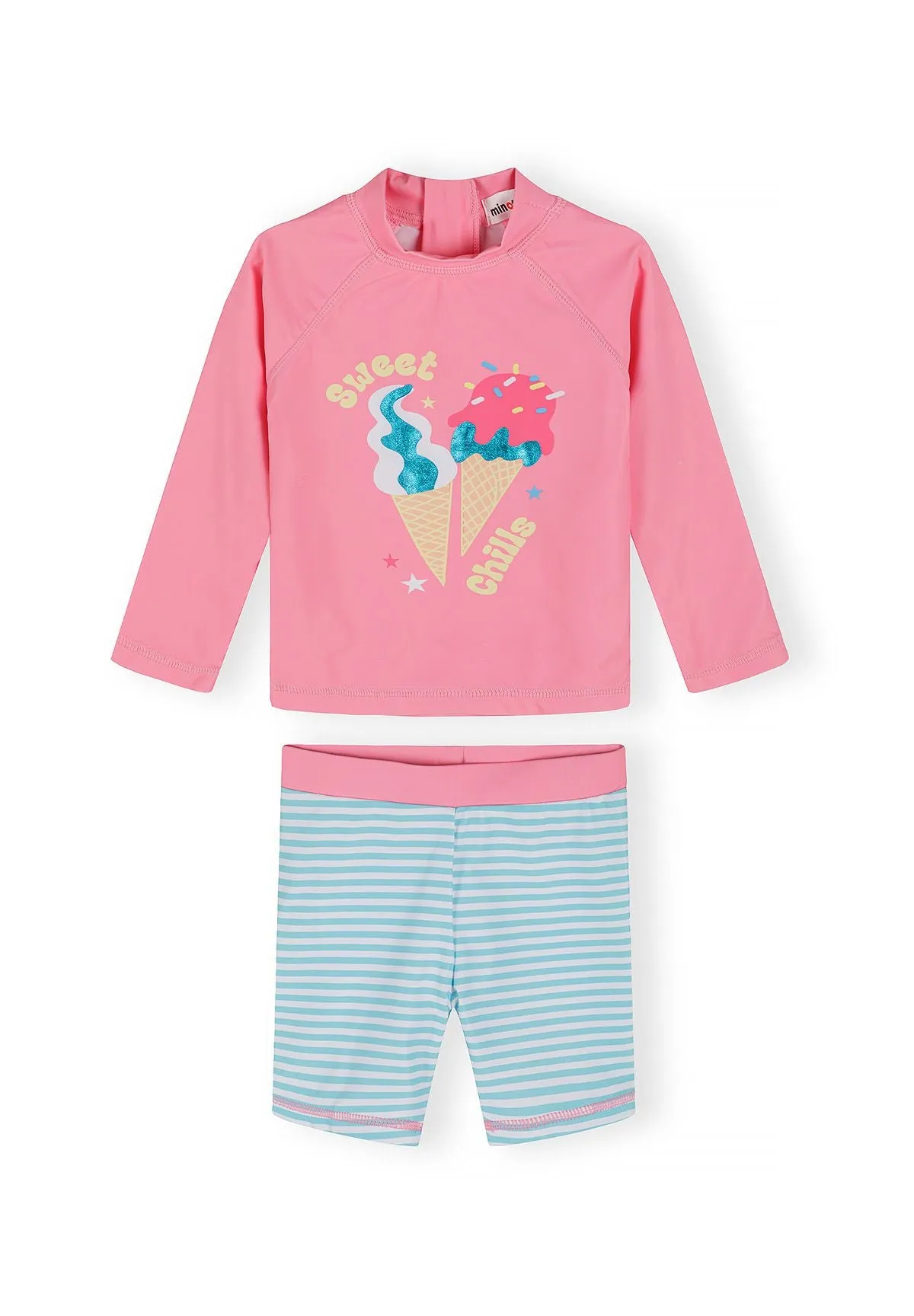 Minoti 44457 badesæt til piger rosa is-print polyester
