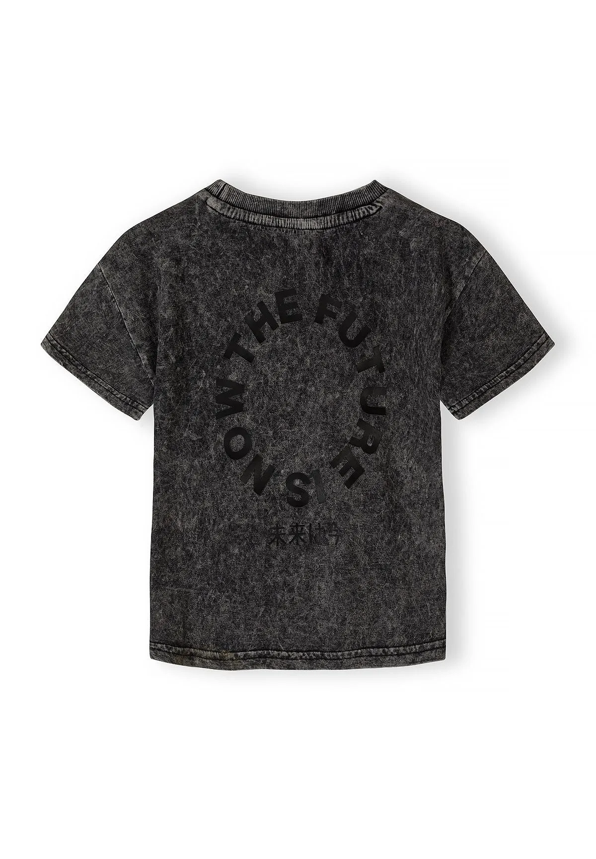 Minoti 44791 shorts-sæt grå acid-wash