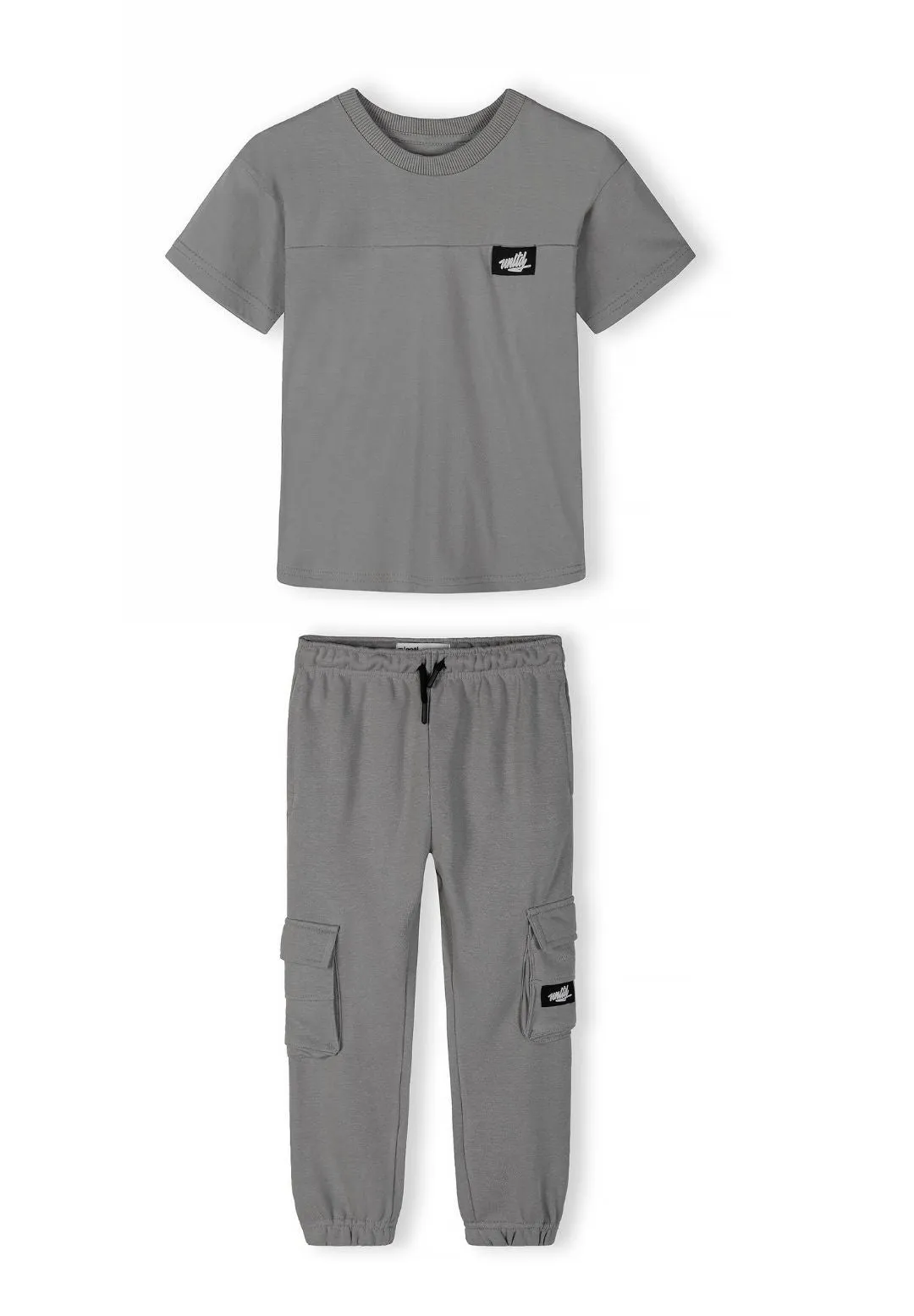 Minoti 44783 sæt til drenge grå t-shirt og cargobuks
