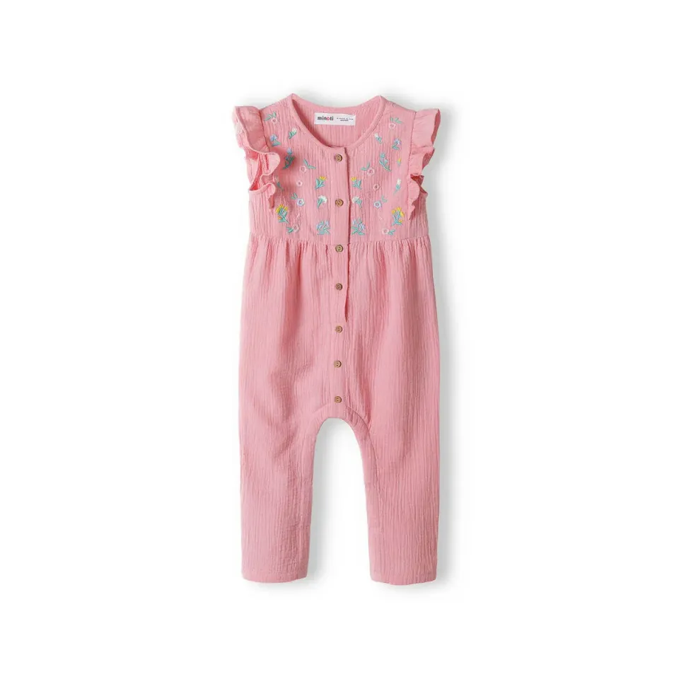 Minoti 38121 jumpsuit rosa bomuld med broderi