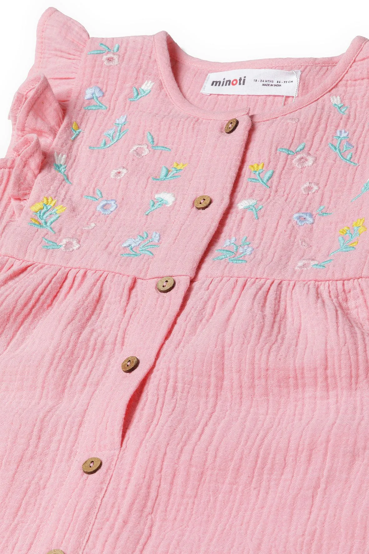 Minoti 38121 jumpsuit rosa bomuld med broderi