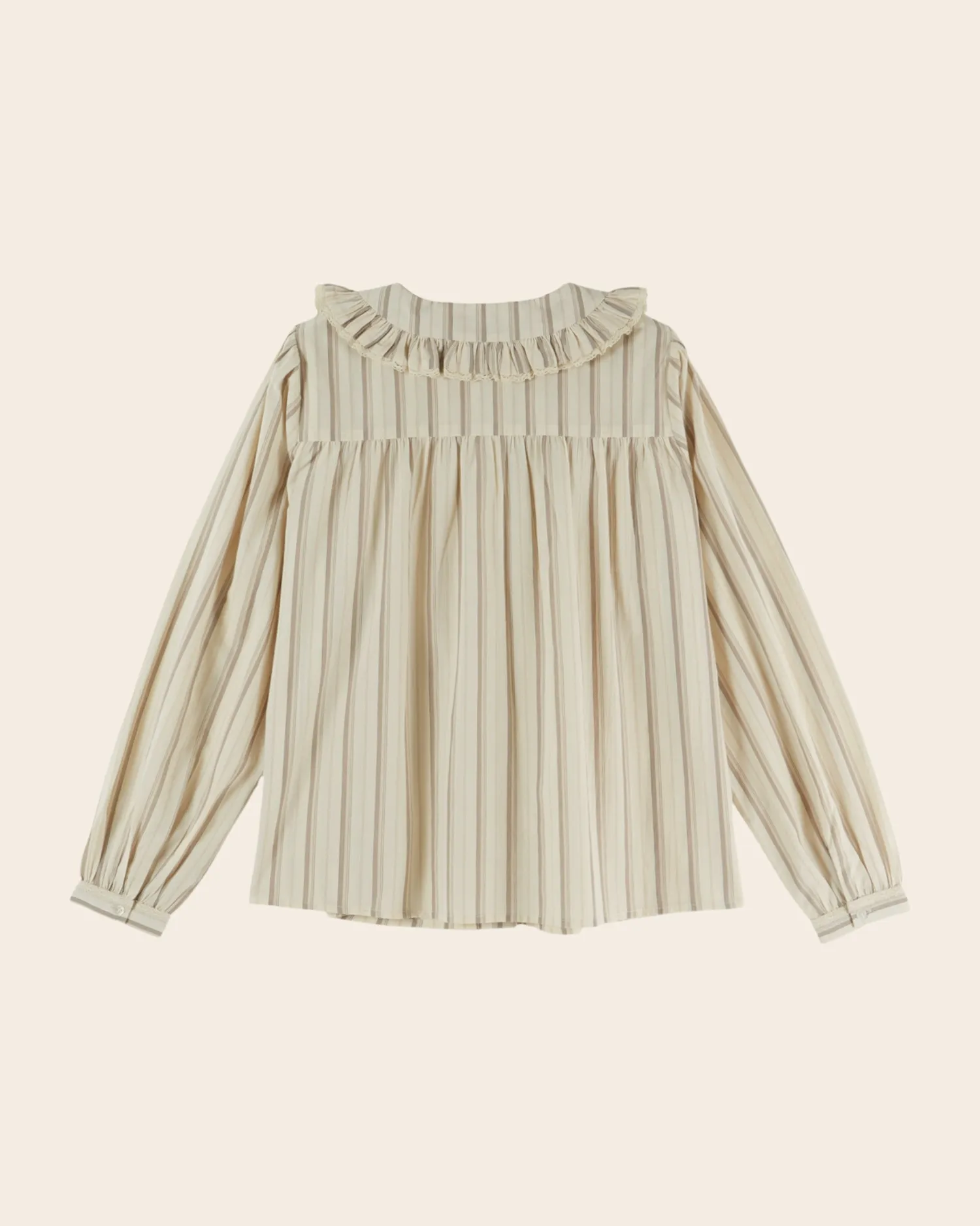 Emile et Ida Plissée Rayures Beige bluse beige stribet bomuld