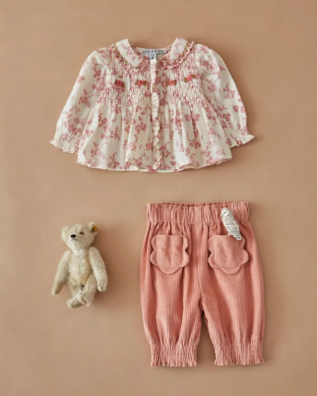 Emile et Ida Sakura bukser rosa fløjl blomster