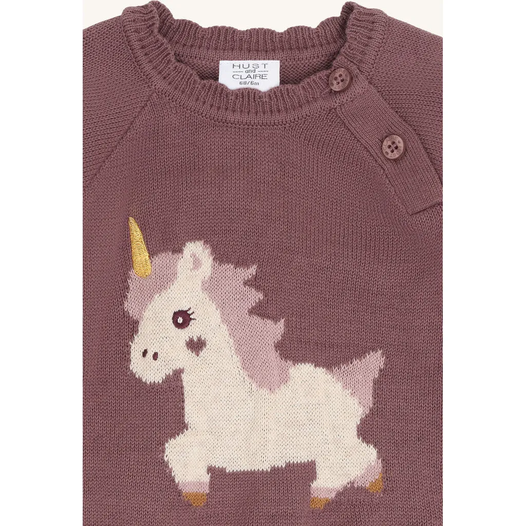 Hust & Claire HCPusle strikbluse Plum enhjørning