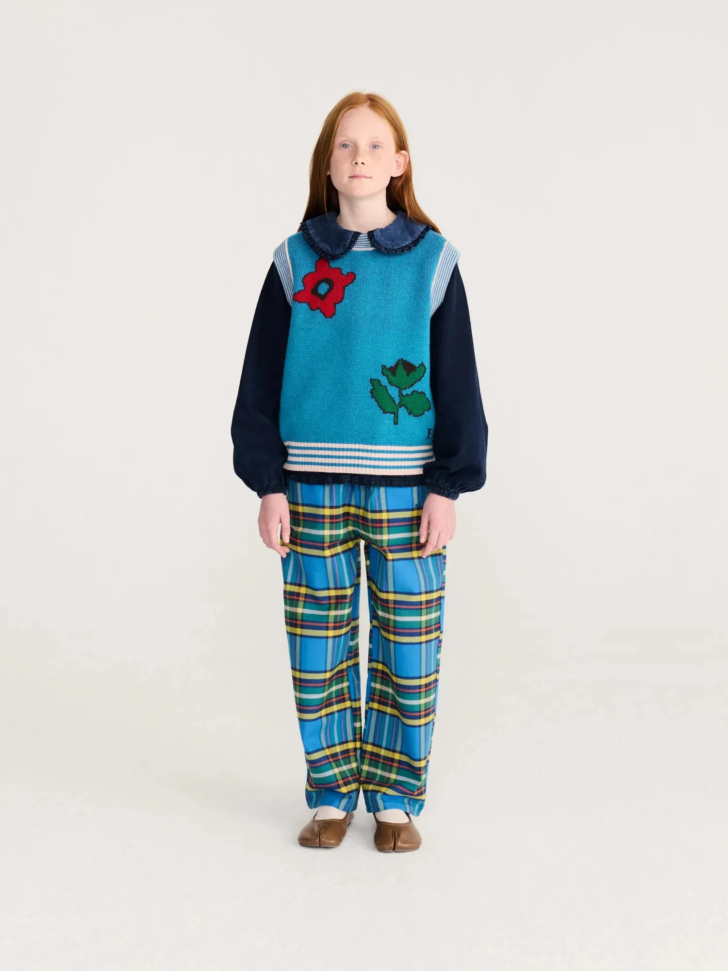Bobo Choses Blossom strikvest blå 2-3Y uldblanding