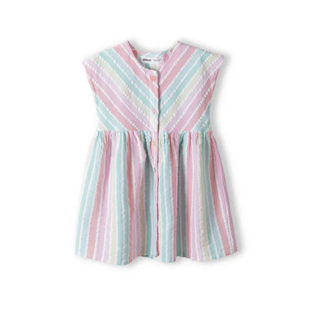 Minoti 38209 kjole stribet pastel bomuld