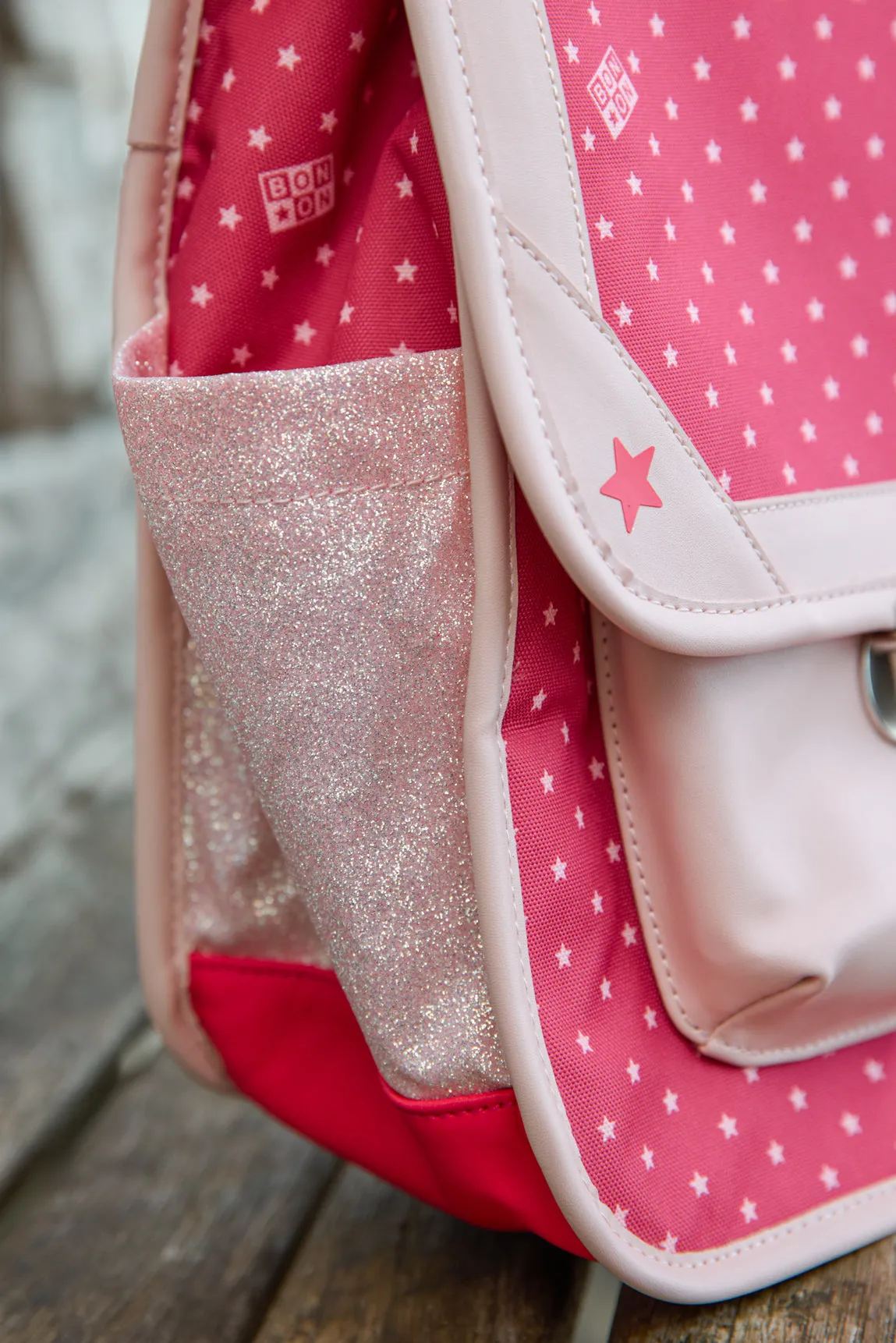 Bonton Cartable Rose Étoiles skoletaske bomuld stjerner