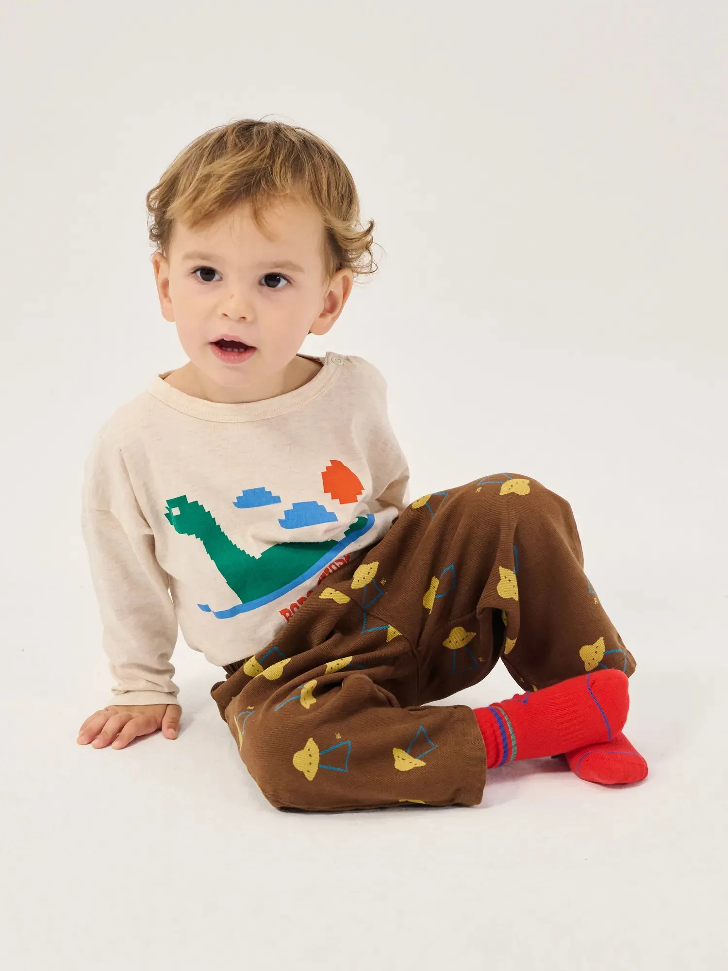 Bobo Choses Lake Monster T-shirt offwhite bomuld 3M-24M