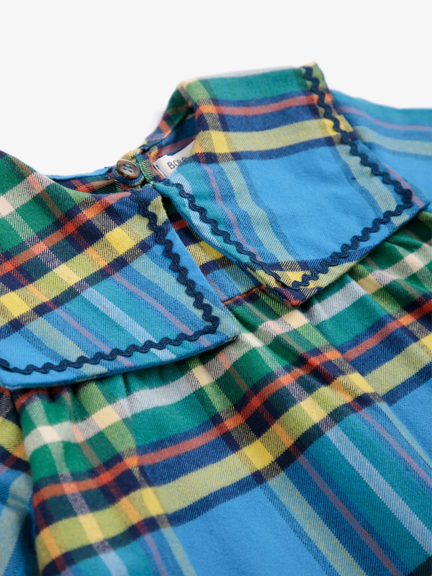 Bobo Choses All About Monsters Plaid kjole blå 12M bomuld
