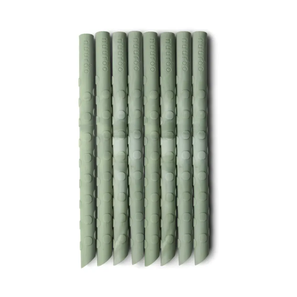 nuuroo Ada silikone sugerør 8 stk Light green mix