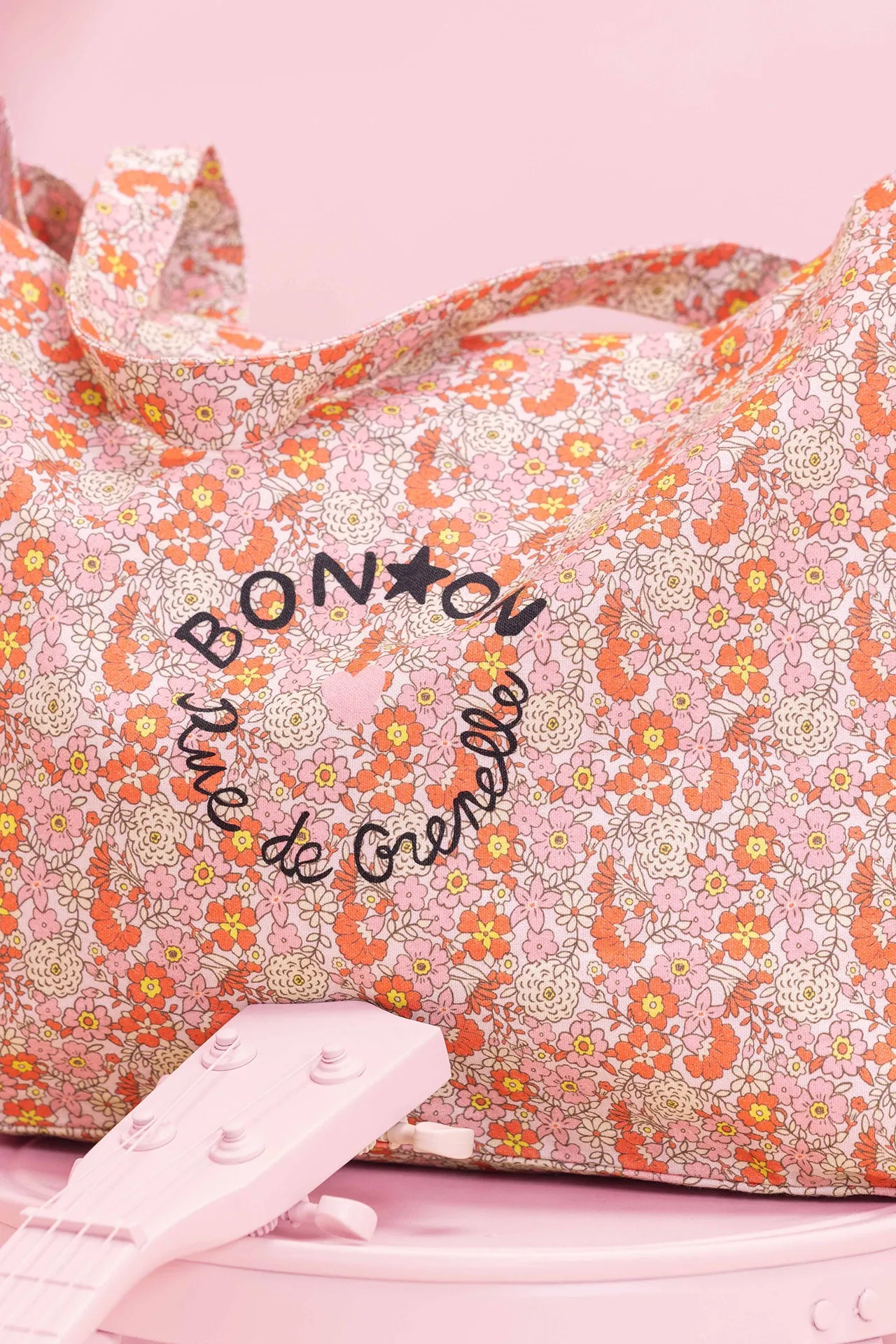Bonton Beth shopper stor bomuld rosa blomst