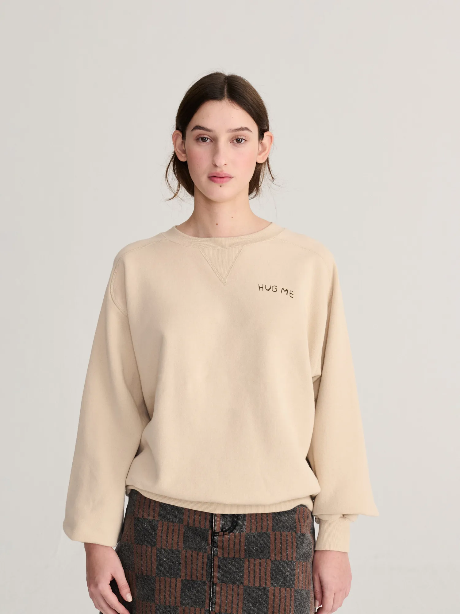 Bobo Choses Hug Me relaxed sweatshirt beige økologisk bomuld