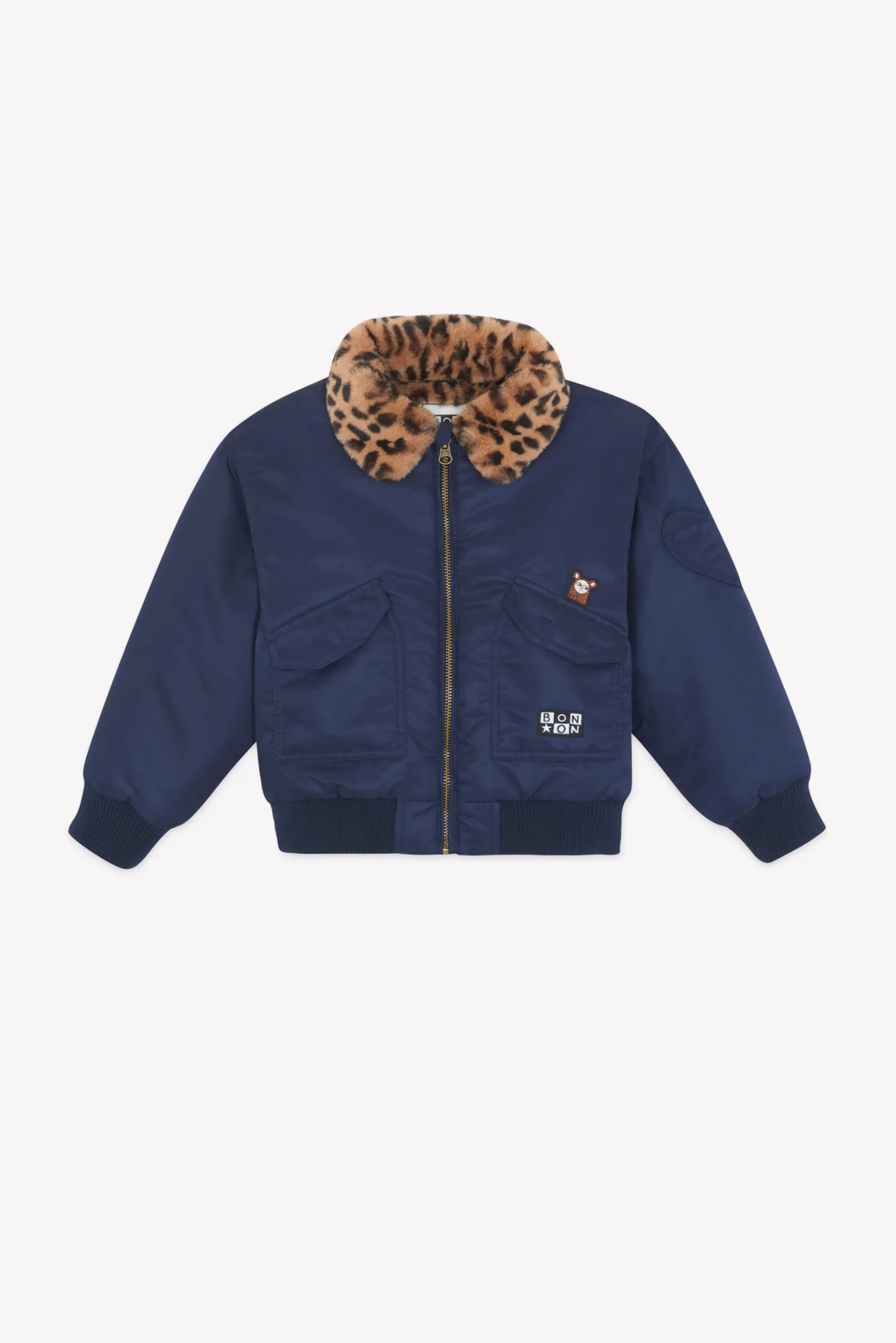 Bonton Joyce bomberjakke navy sherpakrave børn