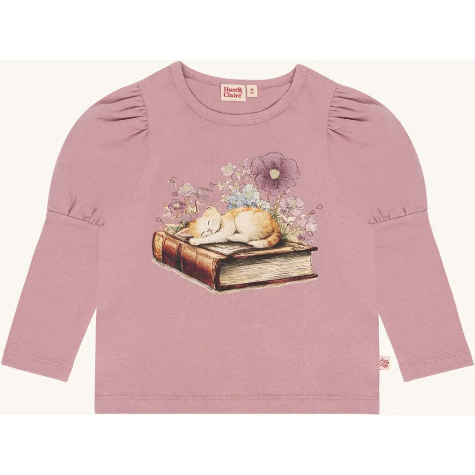Hust & Claire HCAlma Book Cat langærmet T-shirt Heather bomuld
