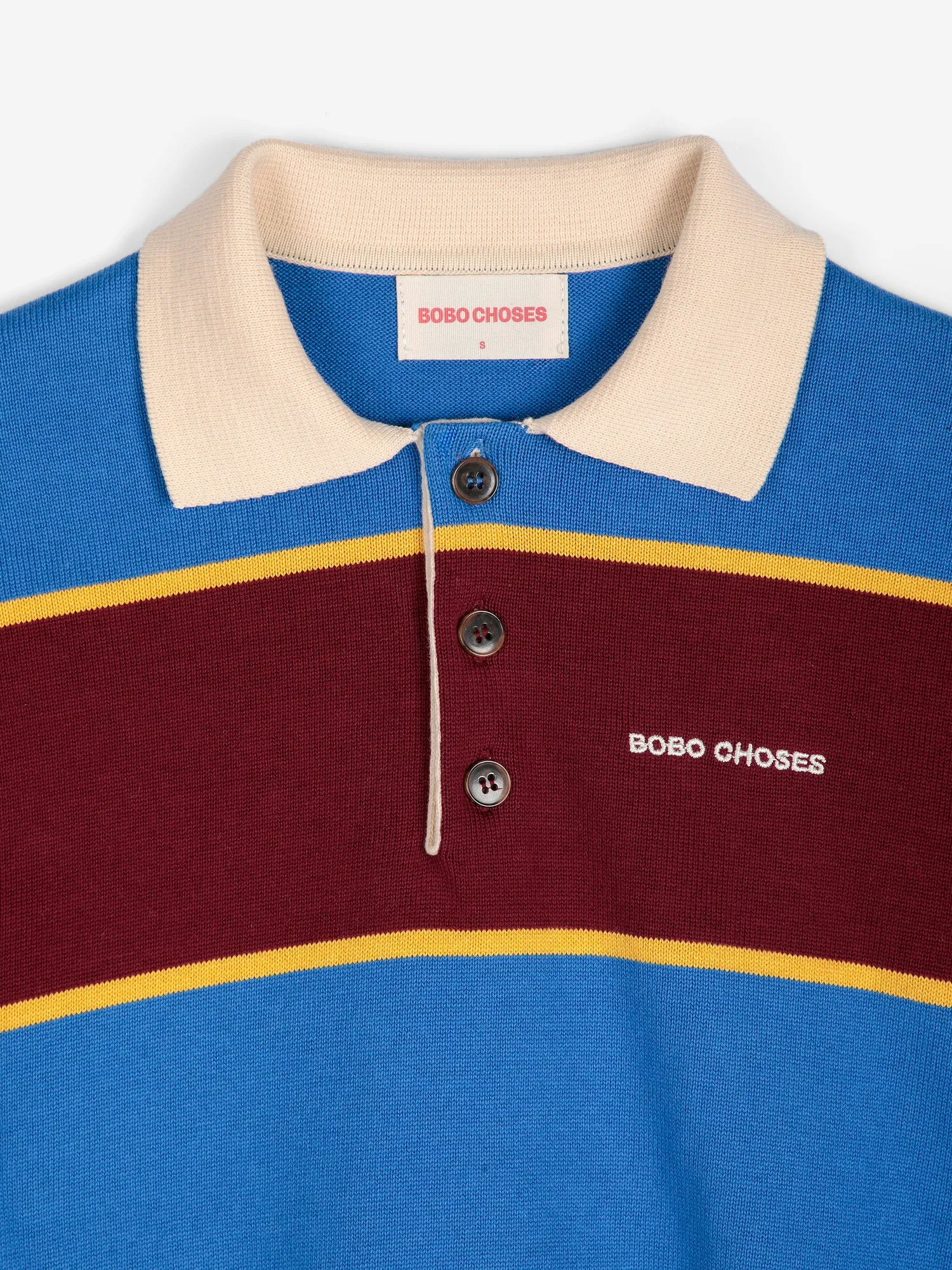 Bobo Choses Striped Cotton Polo striktrøje blå økologisk bomuld