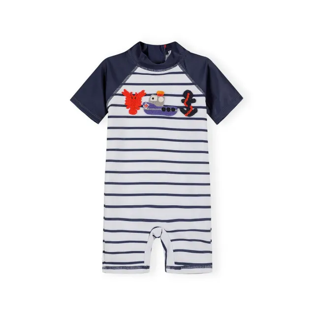 Minoti 44501 badeshirt marine stribet drenge