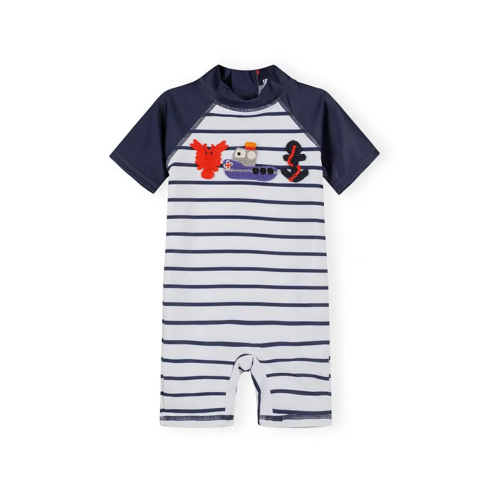 Minoti 44501 badeshirt marine stribet drenge