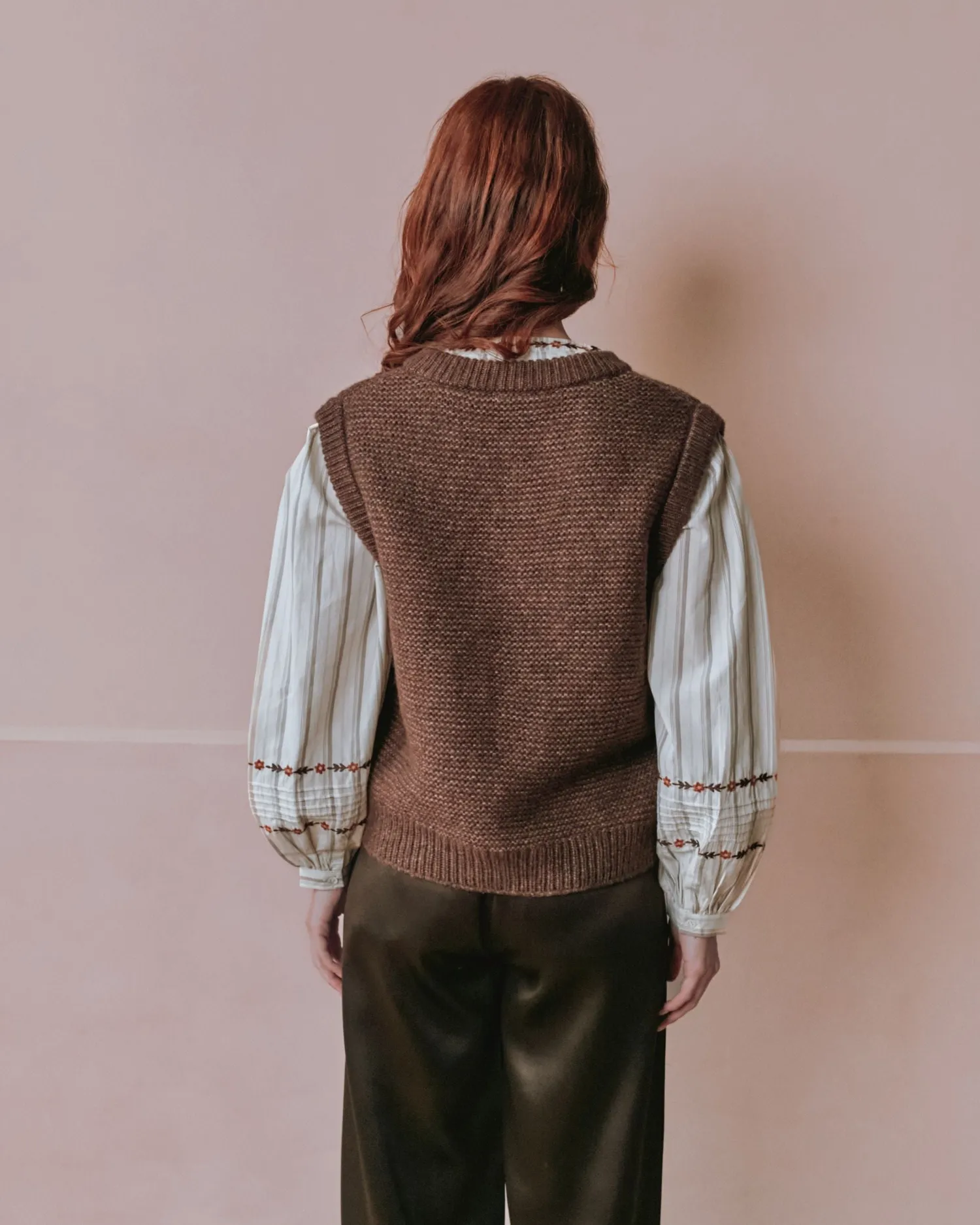 Emile et Ida vest brun ærmeløs merino uld